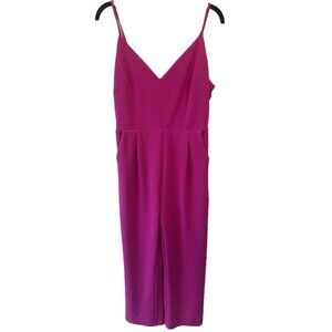 Lulus Signature Cutie Hot Pink V Neck Sleeveless Jumpsuit M Modern Feminine Chic